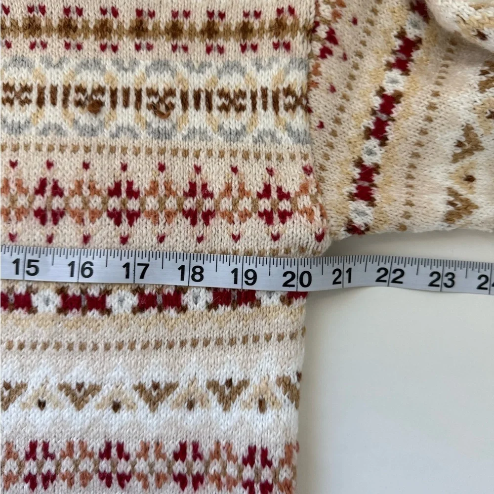 American Eagle Fair Isle Snowdrift Sweater Cream Multi Knit Cozy Small Women’s